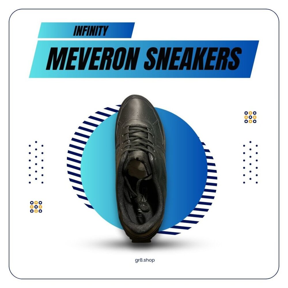 Infinity Meveron Sneakers Black Leather Mens Athletic Shoes Size 10.5 Durable &